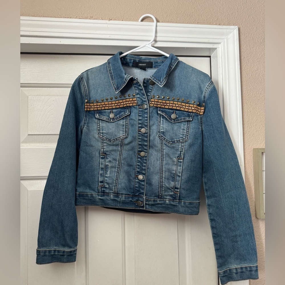 Forever 21 Jean jacket Aztec print